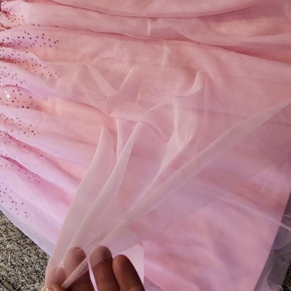 Girl's Pink Sequin Tulle Dress Size XL - Picture 5 of 8
